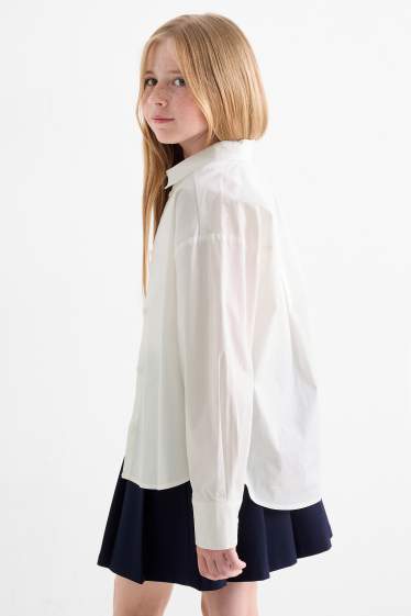 Kinderen: meisjes - Set - overhemd en singlet - 2-delig - wit