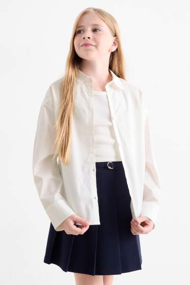 Kinderen: meisjes - Set - overhemd en singlet - 2-delig - wit