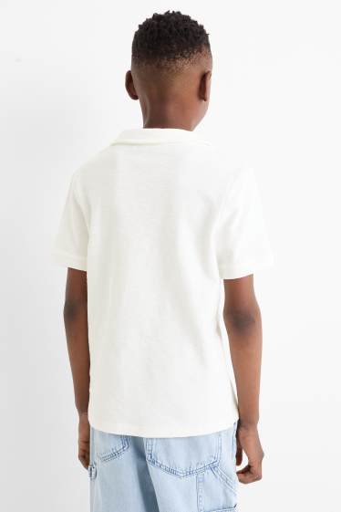 Kinder Jungen - Poloshirt - strukturiert - weiss