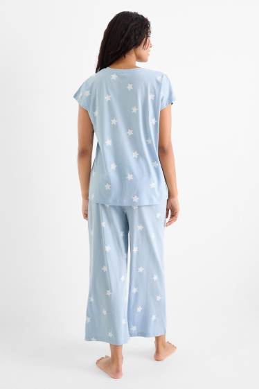 Damen - Pyjama - gemustert - hellblau