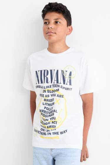 Kinder Jungen - Nirvana - Kurzarmshirt - weiss