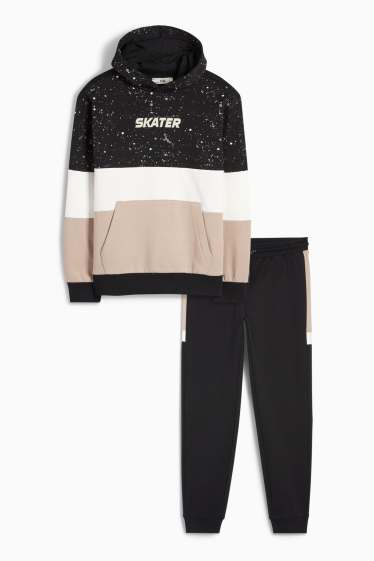 Kinder Buben - Skater - Set - Hoodie und Jogginghose - 2 teilig - schwarz