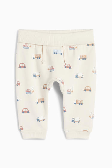 Baby: jongens - Voertuigen - baby-outfit - 2-delig - crème wit
