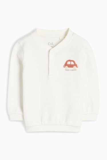 Baby: jongens - Voertuigen - baby-outfit - 2-delig - crème wit