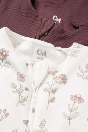 Bébés filles - Lot de 2 - petites fleurs - pyjamas bébé - marron