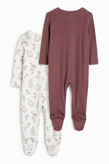 Bébés filles - Lot de 2 - petites fleurs - pyjamas bébé - marron