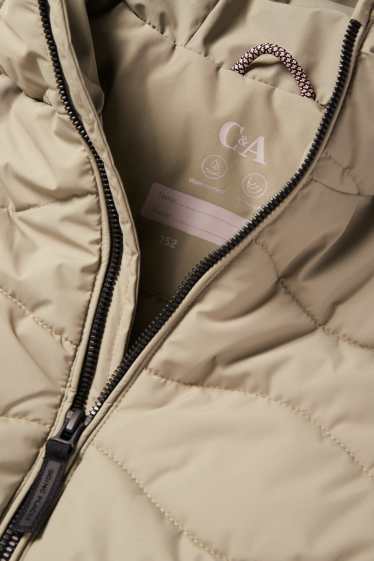 Children Girls - Quilted jacket with hood - water-repellent - green