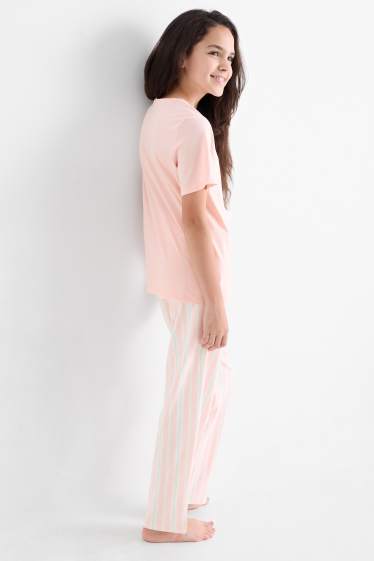 Kinderen: meisjes - Set van 3 - puppy en popcorn - pyjama - 6-delig - roze