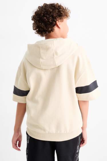 Kinder Jungen - New York - Kurzarmshirt mit Kapuze - beige