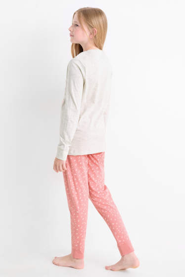 Kinderen: meisjes - Arizona - pyjama - 2-delig - roze / beige