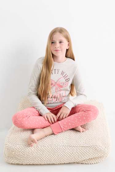 Kinderen: meisjes - Arizona - pyjama - 2-delig - roze / beige