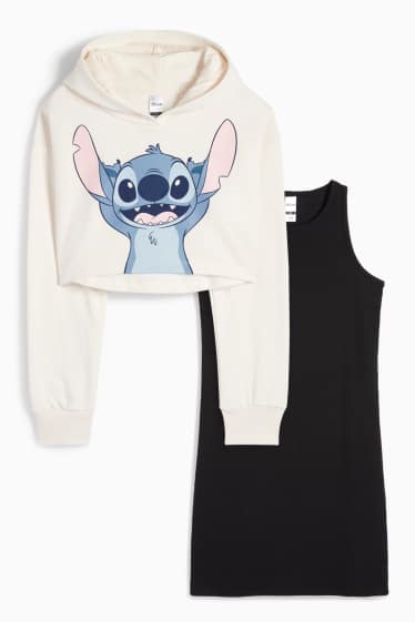 Kinder Mädchen - Lilo & Stitch - Set - Hoodie und Kleid - 2 teilig - cremeweiss
