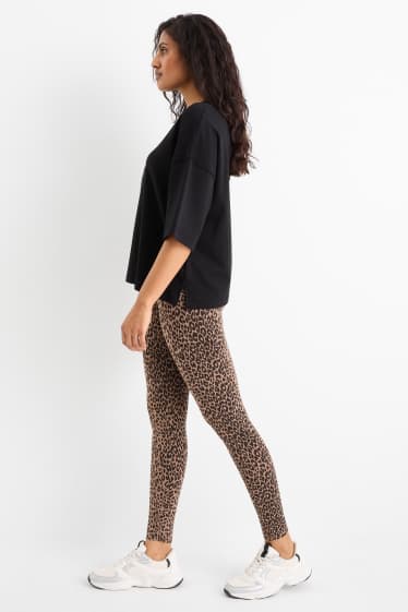 Dames - Set van 2 - basic legging - zwart / beige