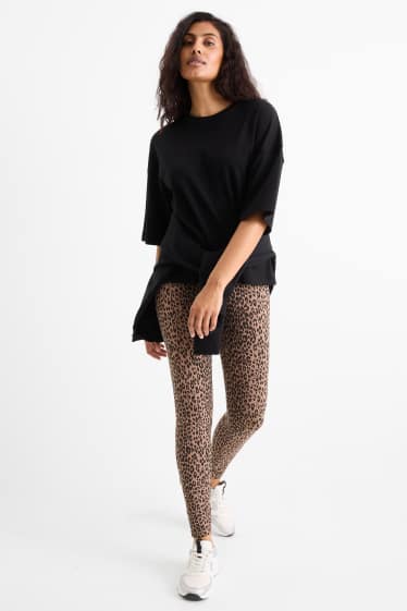 Dames - Set van 2 - basic legging - zwart / beige