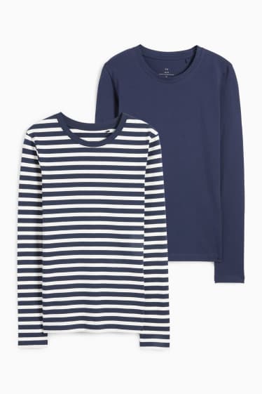 Femmes - Lot de 2 - hauts basiques à manches longues - bleu foncé