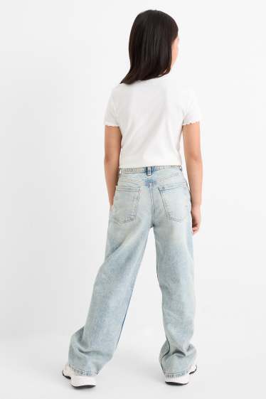 Děti - dívky - Motivy hvězd - wide leg jeans - džíny - světle modré