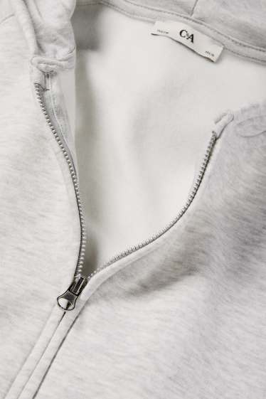 Kinder Mädchen - Sweatjacke mit Kapuze - hellgrau-melange