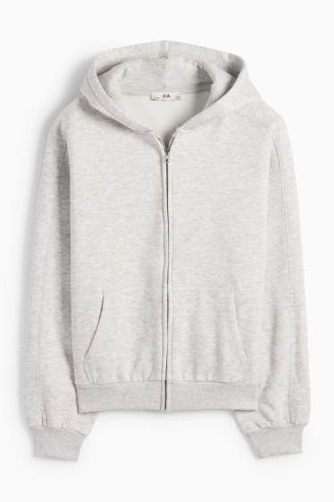 Kinder Mädchen - Sweatjacke mit Kapuze - hellgrau-melange