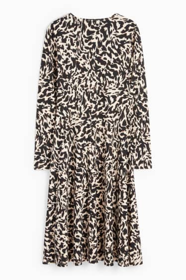 Damen - Wickelkleid - gemustert - schwarz / beige