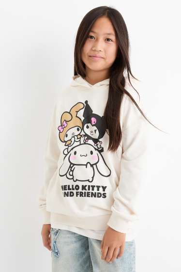 Děti - dívky - Hello Kitty a přátelé - mikina s kapucí - krémově bílá
