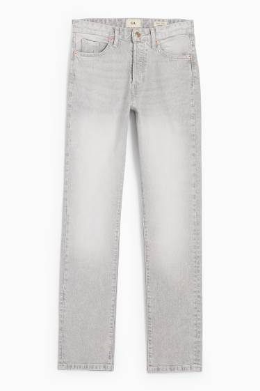 Femei - Vintage straight jeans - talie medie - LYCRA® - denim-gri deschis