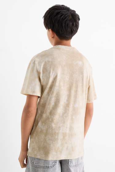 Kinderen: jongens - T-shirt - met patroon - beige