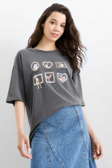 Damen - T-Shirt - Oversized - grau