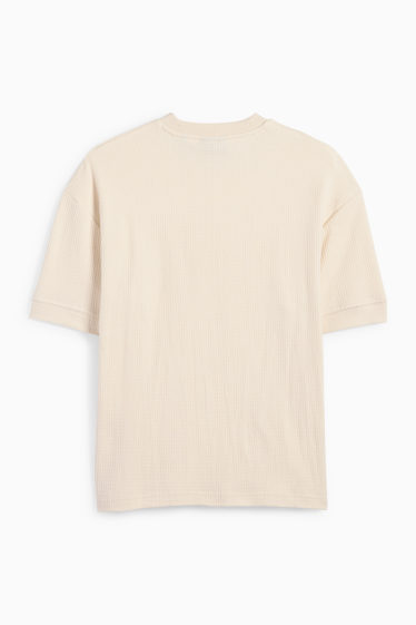 Herren - T-Shirt - Relaxed Fit - strukturiert - cremeweiss