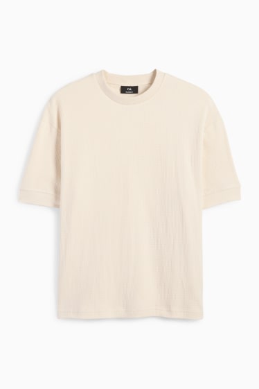 Herren - T-Shirt - Relaxed Fit - strukturiert - cremeweiss