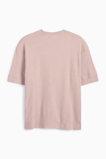 Pánské - Tričko - relaxed fit - strukturované - světle béžová