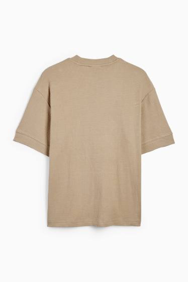 Pánské - Tričko - relaxed fit - strukturované - světle zelená