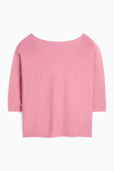 Femmes - Pull en maille - manches courtes - rose