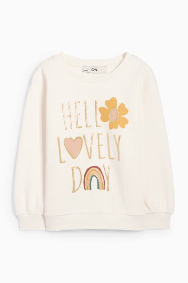 Kinder Mädchen - Blume, Herz und Regenbogen - Sweatshirt - cremeweiß