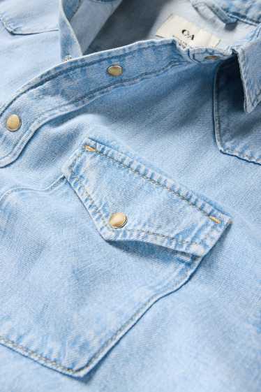 Uomo - Camicia di jeans - regular fit - collo all'italiana - jeans blu