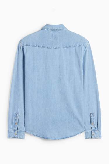 Uomo - Camicia di jeans - regular fit - collo all'italiana - jeans blu