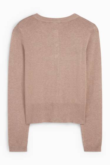 Damen - Strickjacke - hellbraun