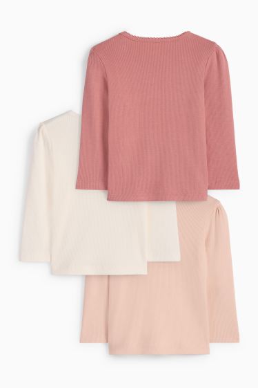 Baby Mädchen - Multipack 3er - Baby-Langarmshirt - gerippt - apricot