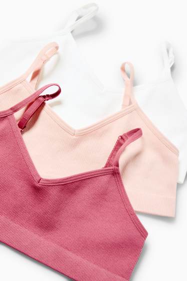 Kinder Mädchen - Multipack 3er - Bustier - gerippt - weiß