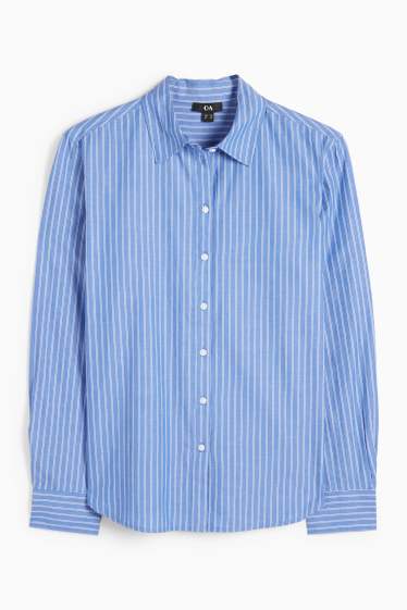 Damen - Bluse - gestreift - blau / weiss