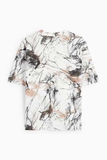 Kinder Buben - Skater - Kurzarmshirt - gemustert - cremeweiß