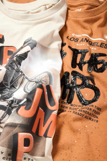 Kinder Buben - Multipack 2er - BMX - Langarmshirt - hellbeige