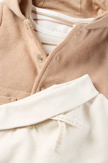 Baby: jongens - Babyoutfit - 3-delig - met structuur - beige