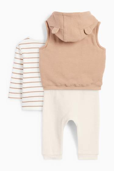 Baby: jongens - Babyoutfit - 3-delig - met structuur - beige