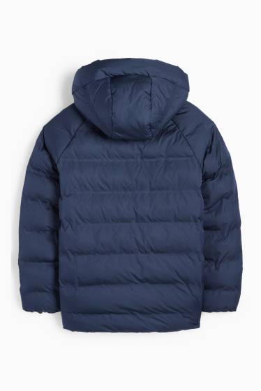 Kinder Jungen - Steppjacke mit Kapuze - wasserabweisend - dunkelblau
