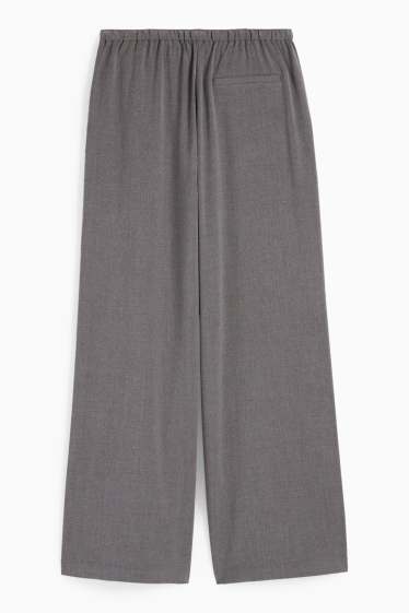 Dames - Pantalon - mid waist - wide leg - donkergrijs