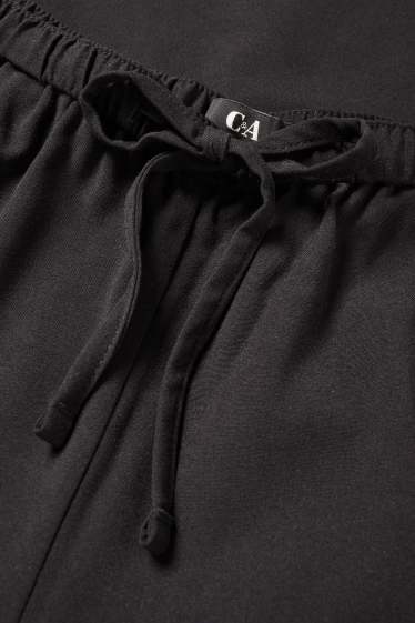 Damen - Stoffhose - Mid Waist - Wide Leg - schwarz