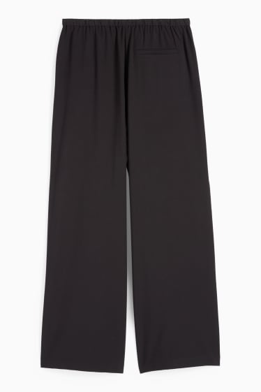 Damen - Stoffhose - Mid Waist - Wide Leg - schwarz