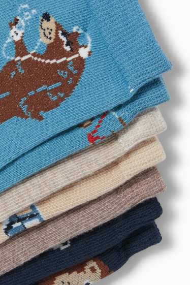 Kinder Jungen - Multipack 7er - Fahrzeuge und Tiere - Socken mit Motiv - dunkelblau