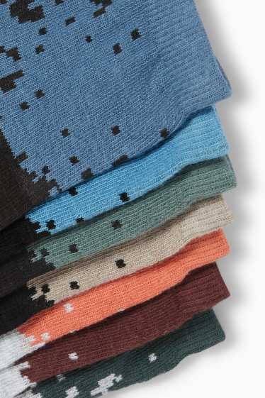 Kinder Buben - Multipack 7er - Socken - gemustert - schwarz