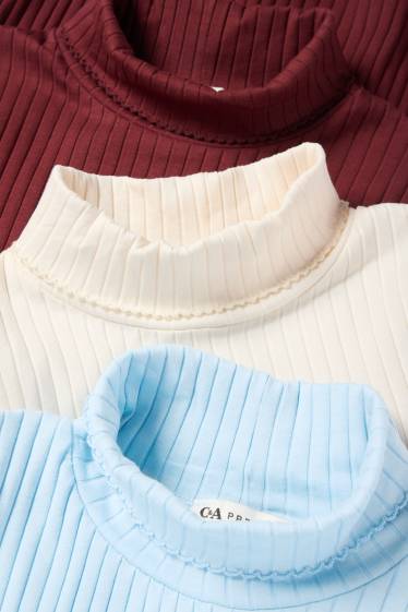 Children Girls - Multipack of 3 - turtleneck top - ribbed - light blue